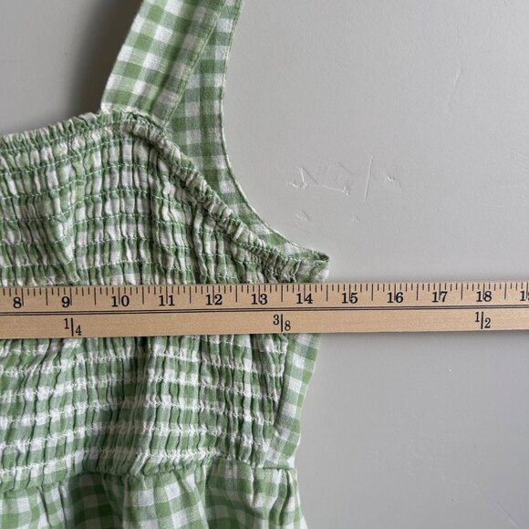 American Eagle 2 Piece Crop Top Flowy Pants Large Green Lined Gingham Hippie - Picture 6 of 16